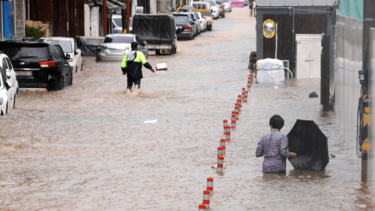 South Korea hit by once-in-a-century rains as floods kill four and force thousands into shelters