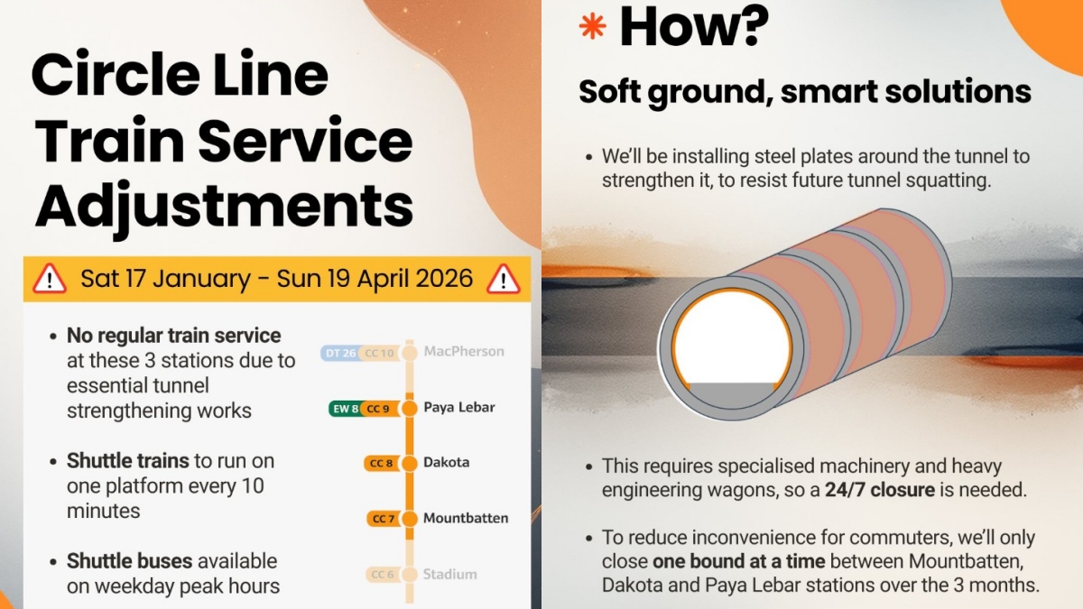Circle Line tunnel works to cause delays from 17 January to 19 April, 2026