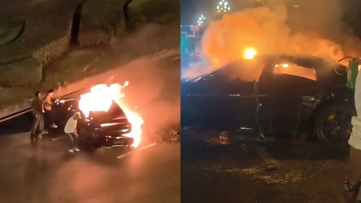 Driver in China dies in fiery Chengdu crash as electric car door fails to open