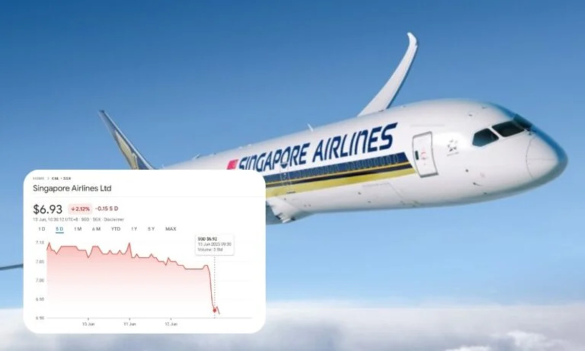 Singapore Airlines shares fall after deadly Air India crash; wider Asian markets hit by geopolitical tensions