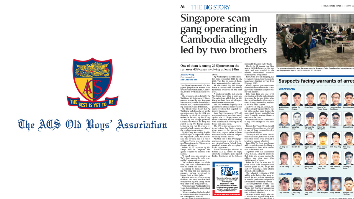 ACSOBA questions editorial framing in ST report on Cambodia scam suspects