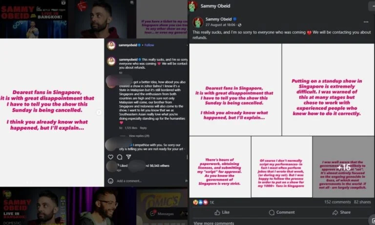 Sammy Obeid yet to comply with POFMA correction order over posts on cancelled Singapore shows