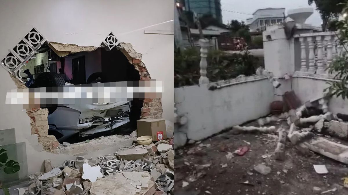 Singapore Audi crashes into Johor homes, damaging five houses in early-morning accident