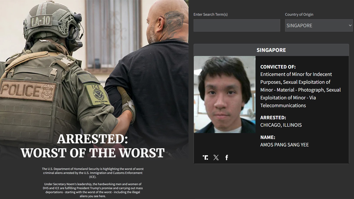 DHS launches 'Worst of the Worst' webpage; Amos Yee among nearly 10,000 facing deportation