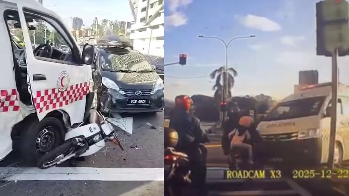 Ambulance runs red light in Kuala Lumpur, injures eight in crash caught on dashcam