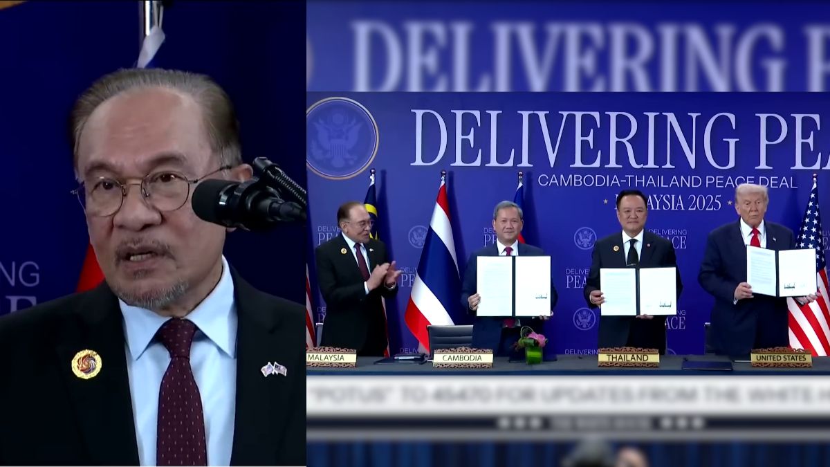 Anwar jokes about Trump ‘almost going to jail’ during lighthearted exchange before peace signing