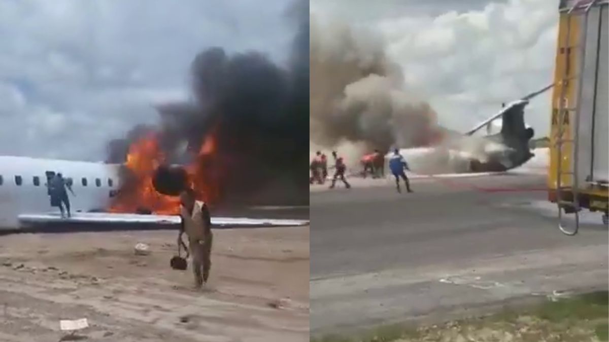 Jet carrying Congo’s minister bursts into flames after runway skid in Kolwezi