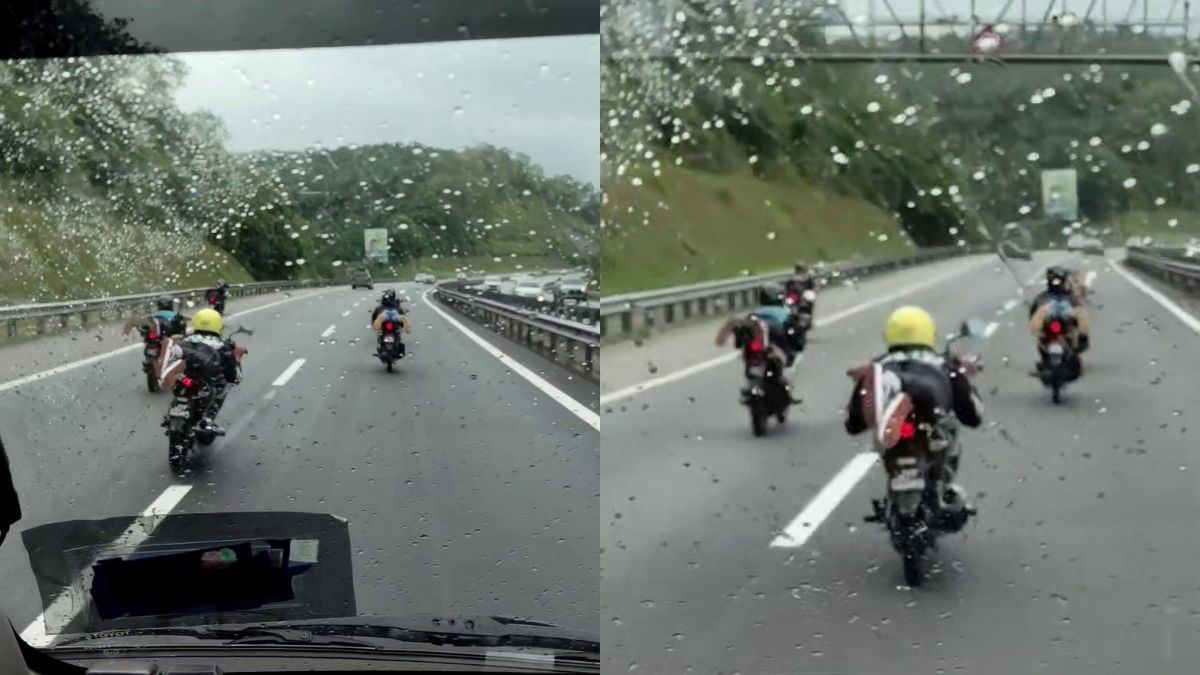 Motorcyclists performing stunts block ambulance on Malaysian highway