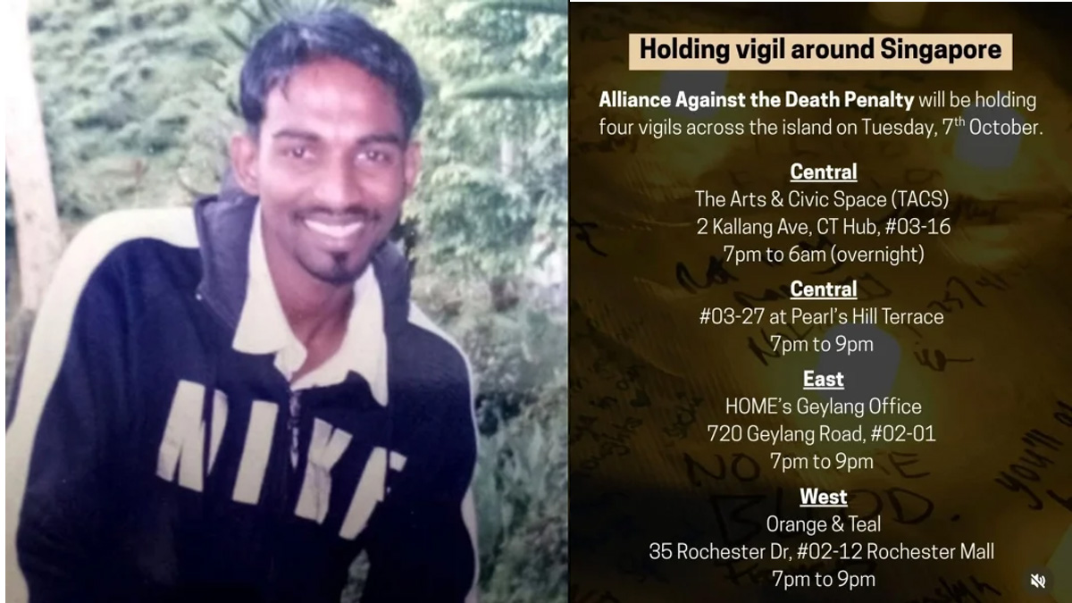 Vigils held across Singapore in support of death row inmate Pannir Selvam