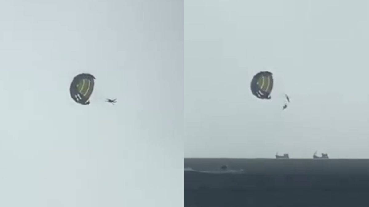 Parasailing scare in Thailand: Guide plunges into sea after winds strike mid-air