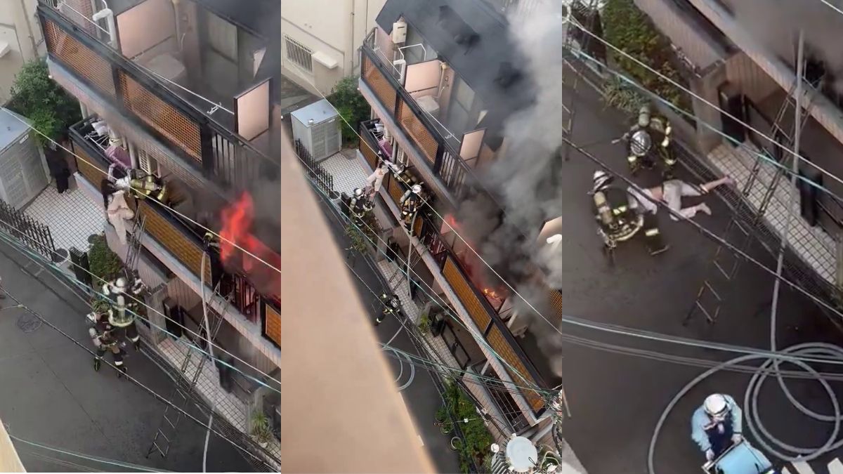 Woman falls from balcony after panicking during fire rescue in Osaka