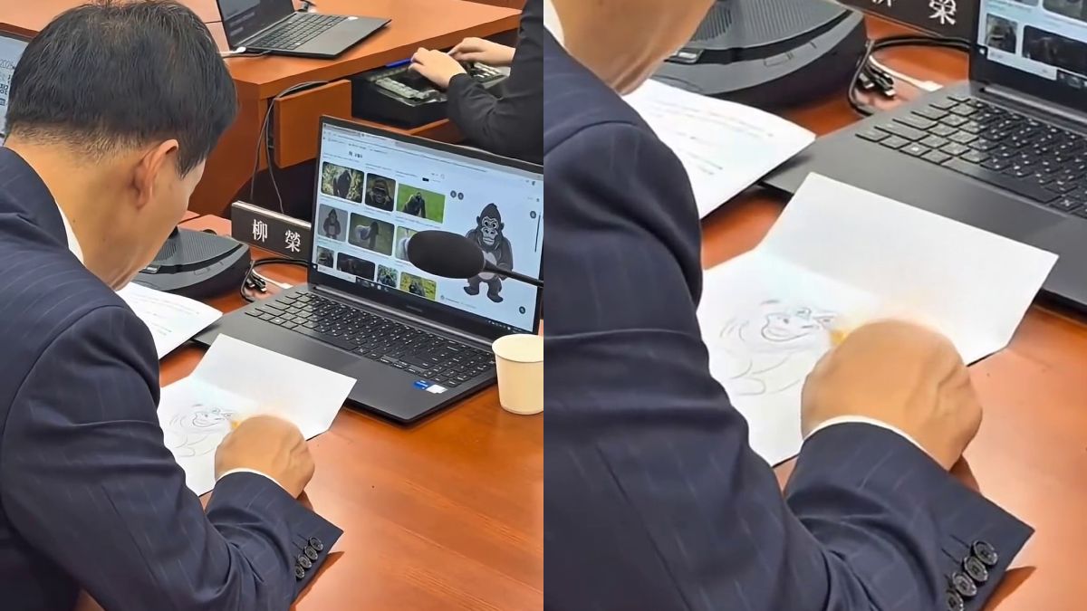 South Korean lawmaker apologises after being caught drawing gorilla during assembly audit